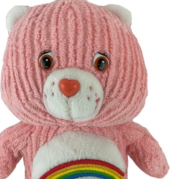 Care Bears Cheer Bear Plush Pink Terry Cloth Ribbed Rainbow 2003 TCFC Vintage - Picture 3 of 8
